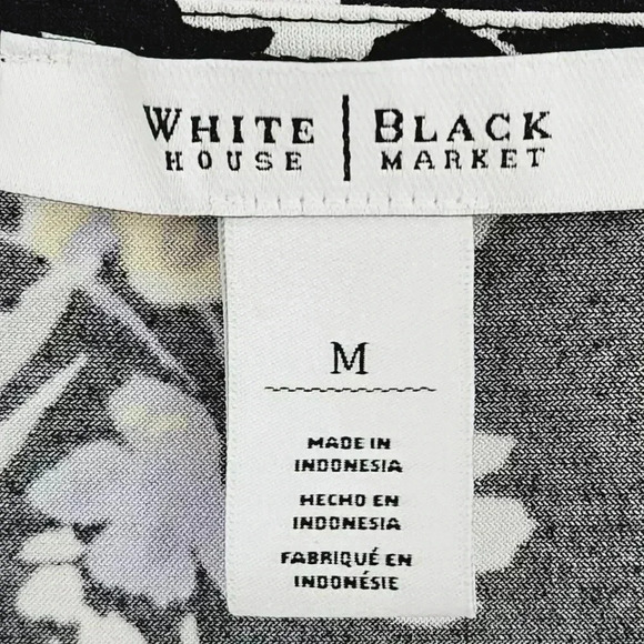 White House Black Market Floral Print Short Sleeve Crewneck Cutout Blouse M - Picture 5 of 7